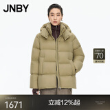 江南布衣（JNBY）【90白鸭绒】商场同款25冬新品连帽宽松A字版型羽绒服女5X0C10110 287/黄卡其 XS