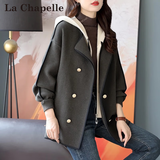 拉夏贝尔（La Chapelle）短外套女装新品2026年春秋新款韩版小个子外套风衣上衣女毛呢大衣 藏青色 L