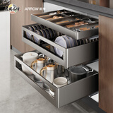 箭牌厨房拉篮橱柜抽屉式碗篮碗碟架双层抽拉全包围拉篮304不锈钢 三层【800柜+工具篮】全包围板状拉篮