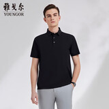 雅戈尔（YOUNGOR）【弹力棉氨】26新款大码青年翻领短袖Polo衫 黑色 L