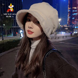 稻草人贝雷帽子女2026春夏新款百搭时尚日系大脸显脸小八角帽洋气减龄帽 加绒款【米白色】 均码