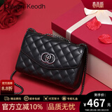 CALWAN KEODH包包女款轻奢真皮链条斜挎包单肩小方包生日礼物高级感送女友老婆 黑色-定制红色礼盒装