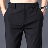 哈鲁迪休闲裤男士2026夏季男裤高端商务修身小西装裤春秋季高级感长裤子 247 E008黑色 31