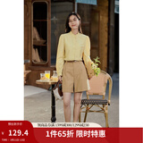 茵曼（INMAN）法式立领荷叶边泡泡袖衬衫衬衣18236304 阳光黄 M