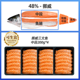 女王与鲜生可生食冰鲜 挪威三文鱼 中段四盒共800g净重 挪威进口 源头直发