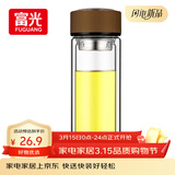 富光男女士双层玻璃杯 高硼硅玻璃304茶隔水杯子 带茶隔泡茶杯320ml