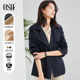欧莎（OSA）高端大气短款风衣早春装女2025年新款收腰流行小个子外套 藏蓝色B 2XL