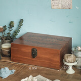 ZSTO 长方形抽拉盖实木木盒子 定制木盒定做 收纳盒 礼品盒小号木盒 E款【翻盖带锁】大号纯色木盒 31.5*23*11.5cm （现货）