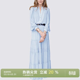 MeetMetro玛依尔法式仙女连衣裙女2026春新款高端气质纯欲风裙子礼服长裙 浅蓝 L