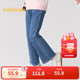 巴拉巴拉童装女童裤子冬装加绒牛仔长裤儿童微喇裤保暖时尚百搭潮 牛仔中蓝88201 165