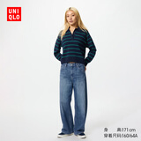 优衣库常规款女装男装宽松廓形牛仔裤/弯刀镰刀裤子479000 482280 482280/67海蓝色 29 /165/74A