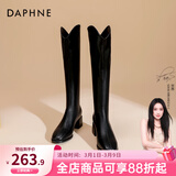 达芙妮靴子女长筒靴女2026秋冬新品经典骑士靴女加绒高筒靴女靴 黑色【加绒】 40