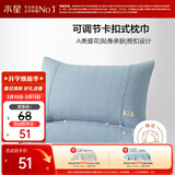 水星家纺枕套提花枕巾A类枕头套单件卡扣可调节对枕巾48x72cm蓝 家居馆