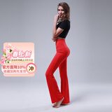 CONNY高腰提臀瑜伽裤女外穿舞蹈练功裤宽松广场舞服装跳舞裤跑步运动裤 红色牛奶丝薄款 3XL