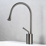 亚马顿台上盆加高龙头全铜冷热面盆水龙头浴室柜洗手盆洗脸盆水滴洗衣池 拉丝枪灰色-标准款