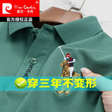 皮尔卡丹（pierre cardin）【易穿搭】美式短袖男商务高端t恤男常规袖休闲大马标带领中年 绿色 2XL 54/180 适合160-180斤