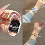 iboann适用apple watch s10表带S11编织iWatchs9腕带磁吸音乐小狗苹果手表s8表带s7/s6/se3高级ultra配件 粉色磁吸编织表带·听音乐小狗 38/40/41/42表