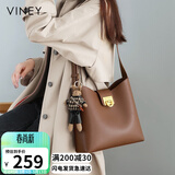 viney牛皮包包女包品牌水桶包轻奢单肩斜挎包生日礼物高级感送女友老婆