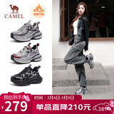 骆驼（CAMEL）银月户外复古老爹鞋厚底休闲鞋 L24A283742R 黑/银(加绒) 38