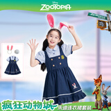 迪士尼（Disney）疯狂动物城cosplay开学季中秋节兔子耳朵女童短袖连衣裙 120 CM