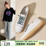 ZHR休闲鞋女真牛皮可踩脚果冻底女鞋学生舒适百搭运动免系带平底小白鞋女 A77 白绿 37 