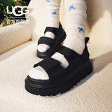 UGG夏季女士厚底露趾炫金魔术贴休闲凉鞋1152685BLK|黑色 38