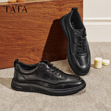他她（TATA）运动皮鞋商务休闲软底鞋简约男鞋爸爸鞋商场同款VXQ01CM5 黑色 40