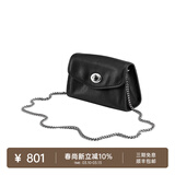 裘真信封包女链条斜挎单肩包休闲复古小包植鞣头层牛皮包包 黑色-小号