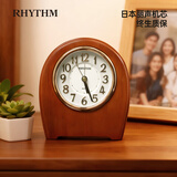 丽声（RHYTHM）闹钟简约木制静音床头台钟学生儿童闹表客厅14cm座钟CRE942NR06开学季儿童节礼物
