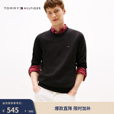 Tommy Hilfiger【撞色横条纹】26春夏新款男纯棉休闲学院风圆领内搭针织衫 【纯色绣标毛衣】经典黑BDS M （推荐：135-150斤）