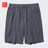 优衣库男装女装水洗针织松紧短裤/休闲中裤/起居裤/可外穿474129 474129/08深灰色 M