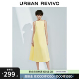 UR春季新款女装法式气质后拉链收腰无袖连衣裙UWM750031 米黄 S