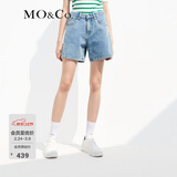 MO&Co.短裤黑色高腰棉质牛仔直筒裤装立体有型MBA2SOT009摩安珂 牛仔蓝色 M 27