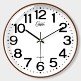 康巴丝创意立体字挂钟客厅静音免打孔大字体挂表学校办公室装饰石英钟表 咖色（30cm）立体粗字
