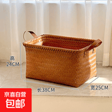编织收纳筐卫生间浴室洗漱台零食桌面化妆品仿藤编收纳篮脏衣篮 大号编织收纳筐