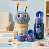 杯具熊（BEDDYBEAR）儿童保温杯小学生3-6岁水杯大容量吸管杯 毛绒儿童杯-太空小子540ml【一杯三盖】