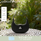 CHARLES&KEITH三角扣新月包腋下包单肩包包女包女友生日女神节礼物CK2-50271205 Noir黑色 S