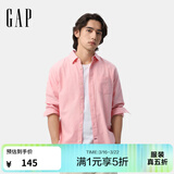 GAP男装春季经典基础款纯棉翻领长袖衬衫常规上衣美版488512 粉色 M 美码 L亚洲码180/96A