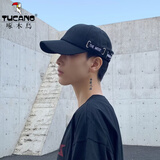 啄木鸟（TUCANO）帽子男韩版鸭舌帽女潮人太阳帽男青年遮阳帽棒球帽男 黑色 均码 54-60C