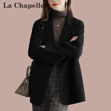 拉夏贝尔（La Chapelle）高端呢料外套女短款小个子2026秋冬季新款洋气百搭显瘦春秋大衣毛 黑色 L [115-130斤]