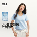 森马（Semir）短袖t恤女短款合体显瘦正肩内搭26夏凉感修身打底衫109326100001