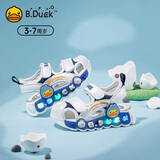 B.Duck小黄鸭儿童包头凉鞋夏季男女童发光鞋时尚灯鞋凉鞋5026米蓝22