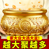 山迪聚宝盆纯黄铜风水摆件2026新款客厅八方来财招财聚财铜制铜缸开业 99%选择【约17cm纯黄铜】升级高档胡桃色底座