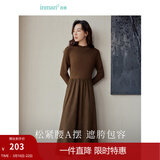 茵曼（INMAN）2025秋冬女装新款灯芯绒连衣裙新品长袖休闲针织礼服中长裙子 咖啡色 L