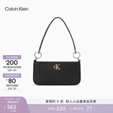 Calvin Klein【38女神节礼物】腋下包休闲通勤包包字母拉链CK女包单肩法棍包 001-太空黑 OS