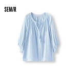 森马（Semir）衬衫女夏季七分灯笼袖A字oversize肌理流苏2026衬衣109326105002