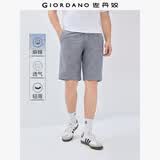 佐丹奴亚麻短裤男夏新款透气棉麻五分裤半松紧腰直筒裤子01105340