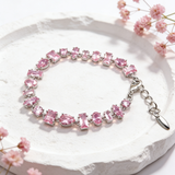 XUPING旭平首饰彩宝系列时尚气质人造石不规则优雅易搭简约精致清新手链 粉色手链 约17+3cm