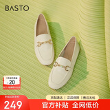 百思图春季商场同款时尚潮流通勤乐福鞋女单鞋WEF61AA5 米白 36