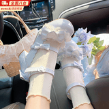 梵昇昱小皮鞋女宫廷风甜美可爱洛丽塔Lolita鞋玛丽珍鞋公主鞋小高跟单鞋 蕾丝玛丽珍鞋【蓝色蝴蝶结】 35 鞋码偏小
